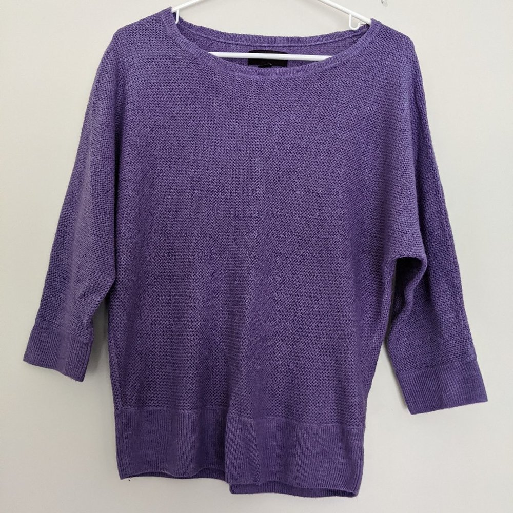 Dana Buckman Purple Knit 3/4 Sleeve Sweater, Women's Small